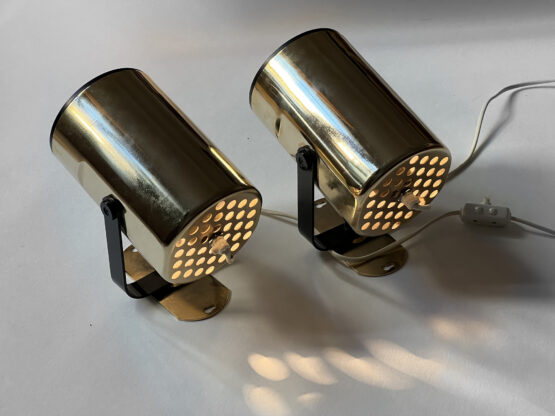 Pair of golden wall lights "Orion" by Per Sundstedt for Kosta Lampan. Sweden 1970s - Image 10