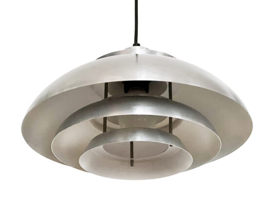 Multi layered pendant light in polished aluminum. Denmark 1960s - Image 4